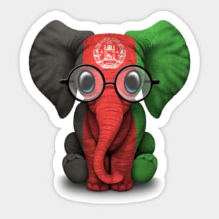 Baby Elephant with Glasses and Afghan Flag Sticker